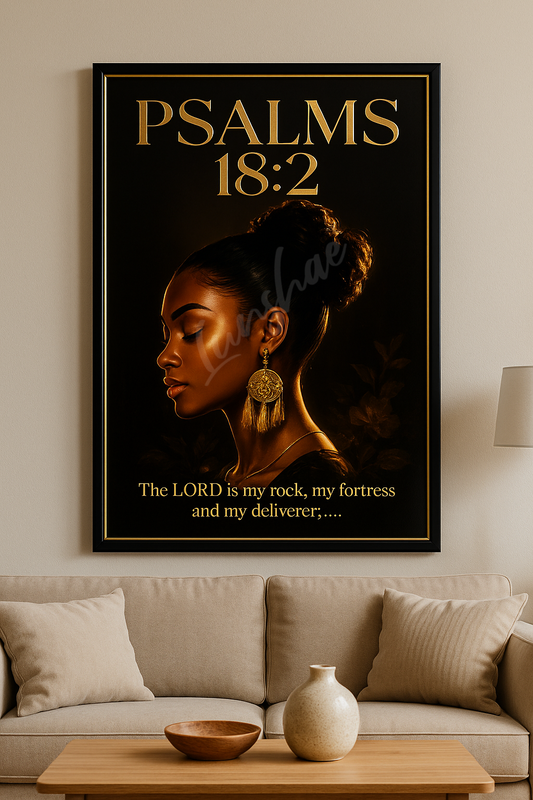 Psalm 18:2 Luxury Wall Art – Black & Gold Christian Poster