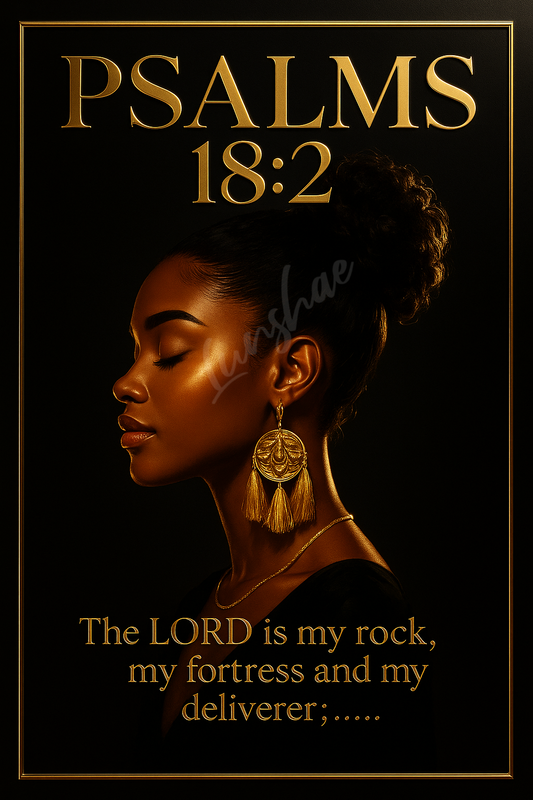 Psalm 18:2 Luxury Wall Art – Black & Gold Christian Poster